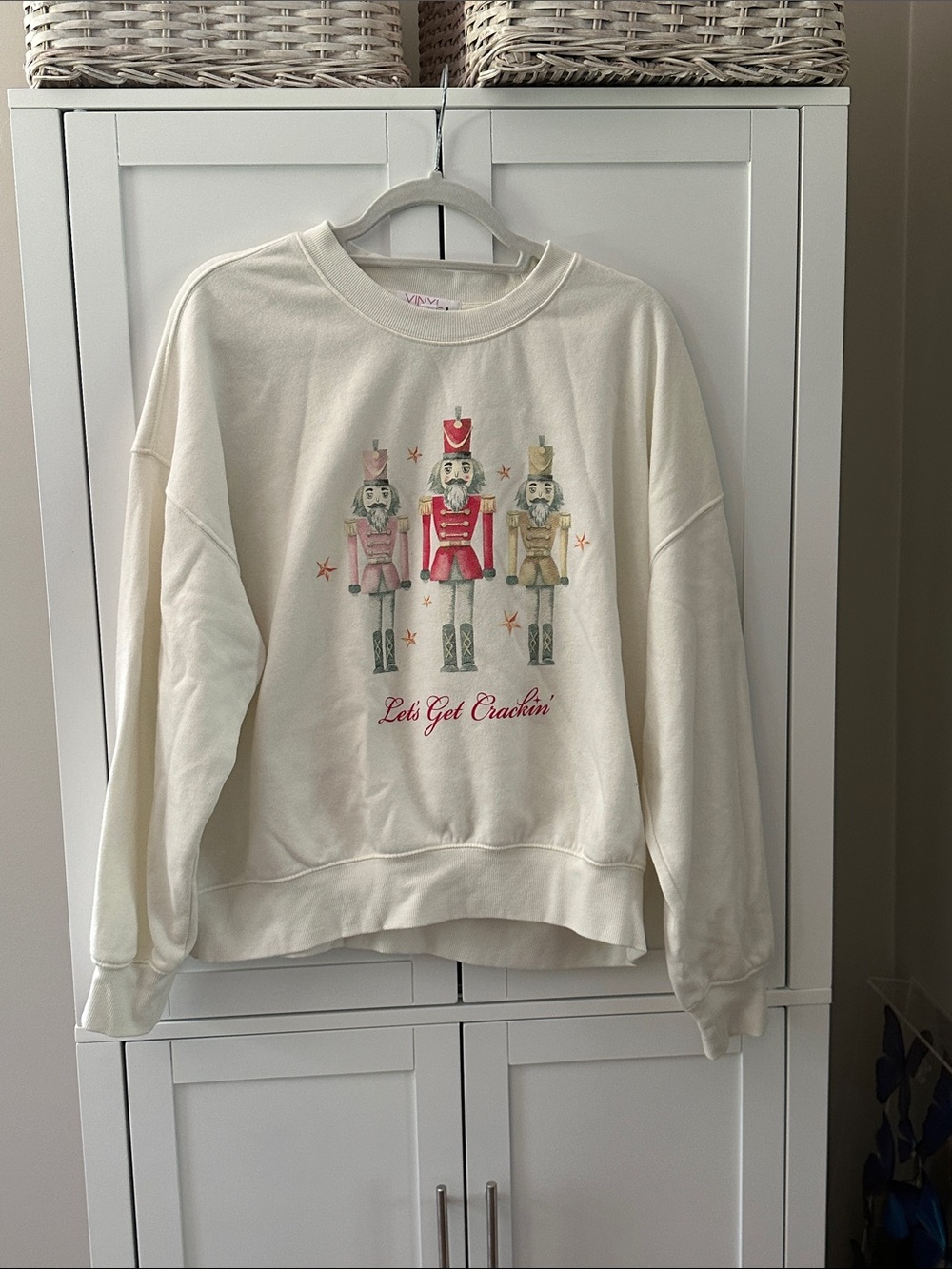 Cream Holiday Nutcracker Sweatshirt - "Let's Get Crackin'" - Picture 2 of 3